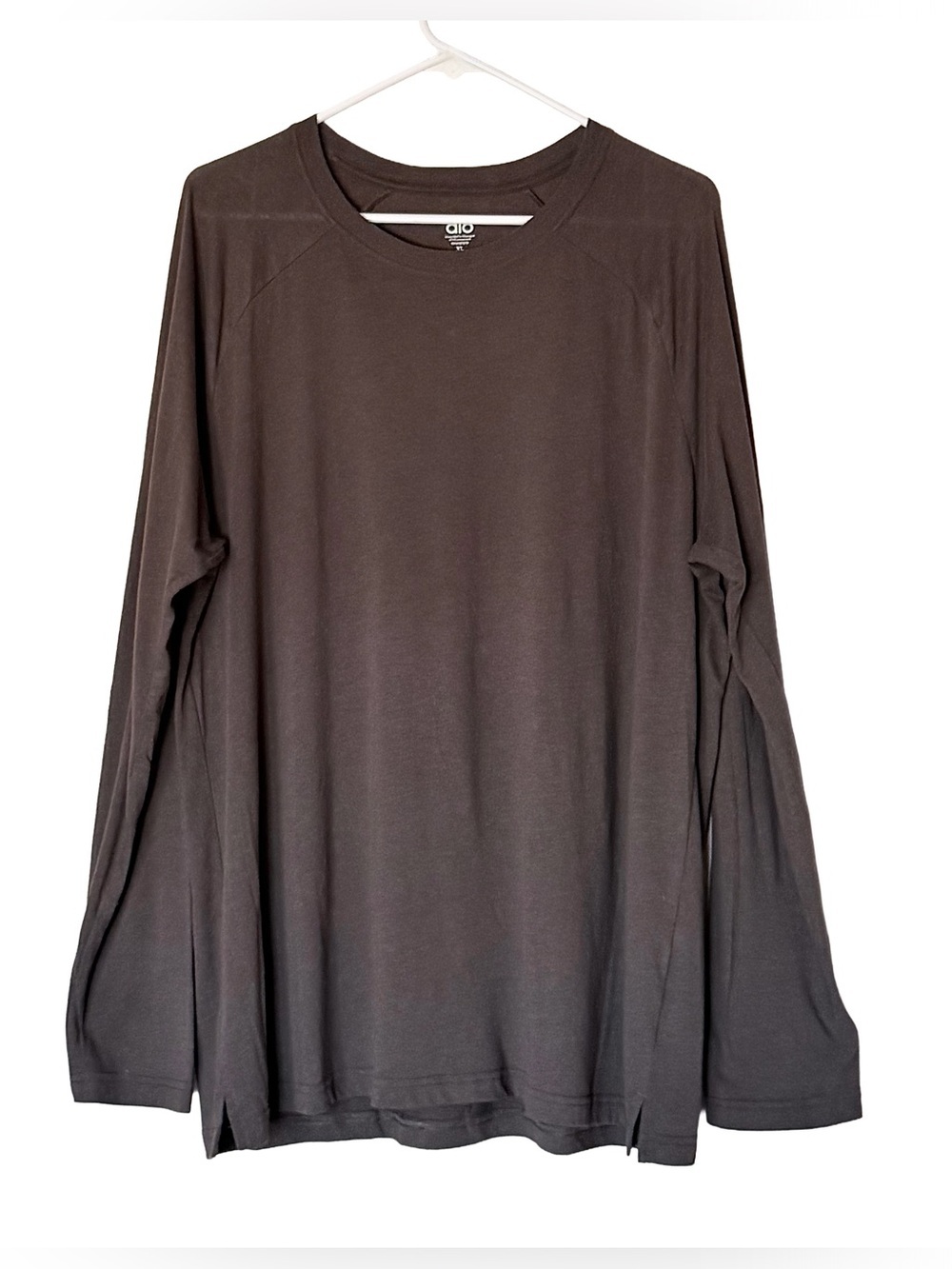 ALO Yoga Triumph Long Sleeve Tee Brown Triblend Crewneck Jersey Men's XL